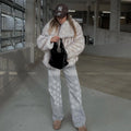Autumn Winter New Gradient Big Fur Collar Jacket Cool Street Girls Fluffy Cozy Faux Fur Coat Thick Wram Outerwear