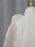 Solid Spliced Bowknot Elegant Chiffon Dresses for Women High Neck Long Sleeves High Waist Patchwork Ruffles Dress Female New