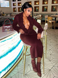 Knit Furry Patchwork Dress Women Deep V-Neck Sexy Elegant Christmas Party Winter Trend Stretch Skinny Maxi Bodycon