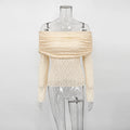 Sexy One Shoulder Top Women Fashion Hollow Out See-Through Pleated Lace Top Elegant High Street Party Slim Female Tops