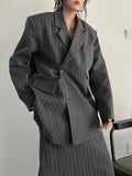 Temperament Two Piece Sets For Women Notched Collar Long Sleeve Spliced Button Blazer Straight Skirts Female New