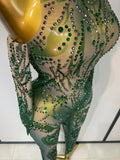 Sparkly Rhinestone Sexy Mesh Bodycon Jumpsuit Nightclub Bar Evening Party Gogo Dancer Clothing Drag Queen Outfit Stage Costume