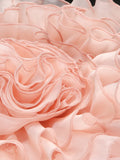 Women'S Sexy Strapless Bandage Slim Long Dress With Floral Decoration Layered Ruffle Edge Patchwork Dress Wedding Party