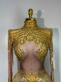 Women Long Sleeve Sexy Stretch Bodycon Shinning Tassels Rhinestones Bodysuit Celebrate Birthday Club Evening Party Stage Outfit