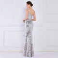 Women Spaghetti Strap Party Maxi Dress Sexy V Neck Evening Green Sequin Dress Elegant Long Prom Dress Vestido Longo