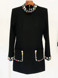 2026 New Sparkling Luxury Colored Diamonds Stand Collar Design Mini Dress Women'S Long Sleeved Fashion Elegant Vestidos