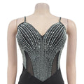 Rhinestones Spaghetti Strap Mesh Sequin Prom Maxi Dress Sexy Evening Long Split Side Party Luxury Wedding Guests Dress
