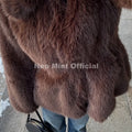 Trendy 2026 Winter Hot Chocolate Brown Peplum Fur Jacket Women Vintage Fashion Fluffy Faux Fox Fur Coat Long Outerwear