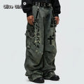 Plus Size Skull Cross Women's Jeans Trousers Denim Pants American Retro Vibe Wide-legged Dragging Oversized Baggy Pants