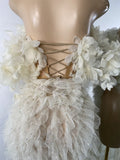 Women Mesh Lace Sexy Openback Two Pieces Sequins Floor-Length Outfit Night Club Skirt Suits Dancer Singer Performance Costume