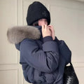 Fashion Faux Fur Trim Hooded Cotton Coat Women Asymmetric Zip Long Sleeve Puffer Jacket Female Winter Daily Warm Outfits 2026