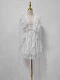 Solid Spliced Folds Slimming Mini Dresses for Women V Neck Long Sleeve Chic Elegant Coats Female Fashion Style