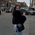 Winter Sweet Pink Cropped Faux Fur Coat Women Streetwear Ins Chic Girls Fluffy Fox Fur Jacket Female