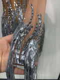 Sexy Shiny Tassel Diamonds Dress For Women Evening Party Costume Luxury Birthday Bar Nightclub Stage Performance Clothing