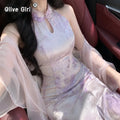 Olivegirl Sexy Fish-tail Dress Sweet 2026 Chinese-Style Wraparound Women's Qipao Jacquard Dresses Elegant Sweet Cardigan Coat