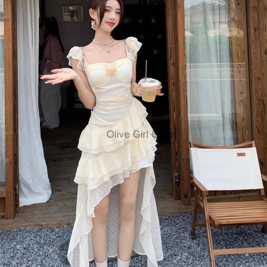 Olive Girl Beige Flowing Sleeve Lolita Dress for Ren Faire 2026 Garden Wedding Fairycore Photoshoot Everyday Wear S-3XL XS-3XL Plus Size Flowing Sleeve Dramatic Silhouette Romantic Garden Party Editorial Not Costume Chinese Heritage Fashion Women