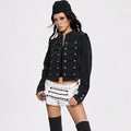 Cropped Denim Jacket Women Stand Collar Bell Sleeves Double Breasted Splicing Retro Fashion Biker-Style Coat Autumn 2026