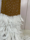 New Sexy Sparkling Red Crystals Feathers Long Sleeve Mermaid Maxi Dress Women Wedding Celebrate Luxury Birthday Party Prom Gown