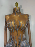 Sexy Shiny Tassel Diamonds Dress For Women Evening Party Costume Luxury Birthday Bar Nightclub Stage Performance Clothing