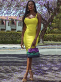 New 2026 Women Sexy Celebrity Midi Red White HL Elastic Bandage Dress Spaghetti Strap Club Bodycon Party Dress Wholesale HL434