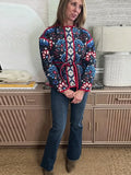 Floral Print Tie Waist Quilted Cotton Jacket  Stand Collar Loose Fit 2026 Spring Women Bohemian Vintage Daily Fashion Outerwear
