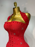 Women Sexy Halter Backless Shiny Rhinestone Pearl Bodycon Bandage Dress Celebirty Elegant Evening Party Luxury Birthday Dress