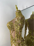 Sparkly Sequins  Gold Silver Mini Dress Women Sexy Split Nightclub Party Performance Dresses Birthday Celerbity Stage Outfit