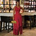 2026 New Women Birthday Party Dress Summer Slim Elegant Sleeveless Skew Collar Tassel Long Dresses Street Vintage Dress