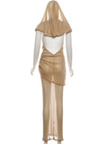 Mesh Hooded Dress Women Halter Swing Collar Backless Ruched Peach Hip 2026 New Vacation Sexy Elegant Hottie Bodycon