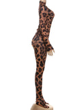 Hipster Leopard Print 2-Piece Set Women o-Neck Crop Top+Leggings Matching Sexy Stretch Skinny Street Clubwear Outfits