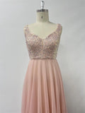 Sleeveless Evening Dresses V-Neck Sequined Embroidery Long Party Gown Clothing Elegant Mesh A-Line Formal Wedding Dress