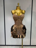 Women Sexy Strapless Sparkly Rhinestone Sequins Mesh See Through Mini Dress Eveing Party Birthday Nightclub Singer Stage Costume