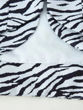 Zebra Stripe Print Two Piece Set for Women Lapel Long Sleeve Spliced Zipper Short Coat Mid Waist Knee Skirt Female