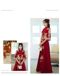 Summer Plus Size Red Toast Dress Bride Cheongsam Dress Chinese Style Wedding Engagement Toast Qipao Dress for Women