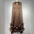 Commuting Style V-neck Cape Style Black Fungus Edge Double-layer Hem Dresses For Women 2026 Autumn New