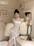 Olive Girl Black Romantic Dress for Garden Wedding 2026 Fairycore Photoshoot Everyday Wear S-L XS-3XL Plus Size Romantic Garden Party Editorial Not Costume Dress Chinese Heritage Fashion Women