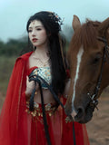 Olive Girl Red Embroidered Hanfu Dress for Ren Faire 2026 Fairycore Photoshoot S-L XS-3XL Plus Size Hand Embroidered Flowing Sleeve Ren Faire Dress Hanfu Chinese Dress Traditional Chinese Clothing Chinese Heritage Fashion Women