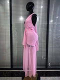 Pink Color Women Sexy Halter Off the Shoulder Draped Bodycon Long Maxi Dress Birthday Party Summer Vacation Celebrate Clothing