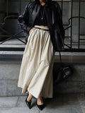 French Retro Pu Leather Jacket for Women Stand Collar Long Sleeve Patchwork Button Temperament Loose Coat Female