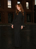 Luxury Crystal Flare Sleeve Formal Evening Dress Long Sleeves Slim Women's Gowns Trumpet Elegant Wedding Party Dress