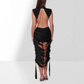 Design Hollow Ribbon Backless Sleeveless Bandage Dress Fashion Party Vacation Stage Performance Gown Dresses Woman Elegant Party
