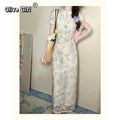Olive Girl Red Embroidered Qipao for Garden Wedding 2026 Fairycore Photoshoot Everyday Wear S-XXL XS-3XL Plus Size Embroidered Dramatic Silhouette Romantic Garden Party Editorial Not Costume Qipao Cheongsam Chinese Dress Chinese Heritage Fashion Women