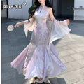 Olivegirl Sexy Fish-tail Dress Sweet 2026 Chinese-Style Wraparound Women's Qipao Jacquard Dresses Elegant Sweet Cardigan Coat