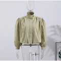 Fashion Shoulder Padded Short Windbreaker Women Solid Full Sleeve Turn-down Collar Single Breasted Coat Lady Autumn Chic Coats