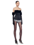 Christmas Furry Strapless Tops Women Patchwork Sexy Long Gloves Matching Birthday Luxury Classic Midnight Clubwear