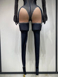 Sparkly Diamond Women Sexy Mesh Jumpsuit Nightclub Bar Party Show Gogo Dancer Clothing Drag Queen Outfit Stage Costume