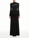 Slimming Spliced Folds Temperament Dresses for Women Round Neck Long Sleeves Patchwork Tassel Dress Female Clothing