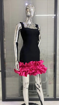 Playful 3D Bud Skirt Hem Low-cut Vest Dress Women Socialite Party Banquet Bandage Stage Performance Gown Designer Luxury Dresses
