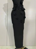 Sexy Fashion White Elegant Strapless Flower Bodycon Long Dress Women Casual Streetwear Club Birthday Party Slim Elegangt Dresses