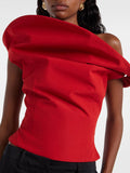 American Hot Girl Style Solid Tank Tops for Women Diagonal Collar Off One Shoulder Slimming Streetwear Vest Female Summer